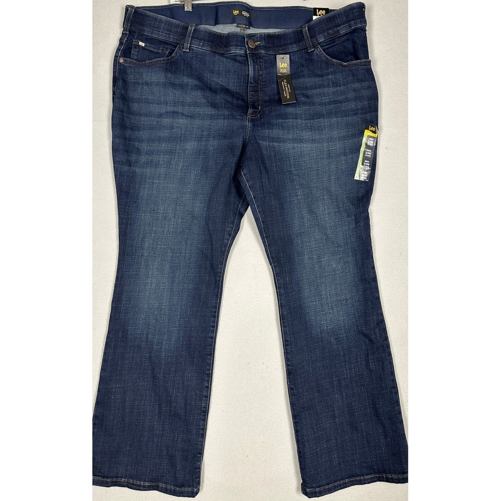 NEW Lee Plus Flex Motion Jeans Womens 24W Plus Petite Blue Regular Fit Bootcut
